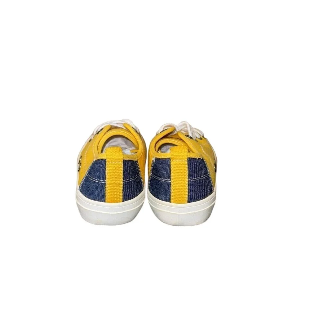 Zara Kids Yellow Canvas Low Top Sneakers Boys 2.5Y‎ Euro 34 Denim Heel Accent